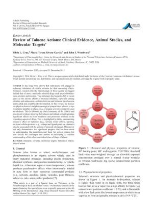 Review of Toluene Actions: Clinical Evidence, Animal Studies, and Molecular Targets