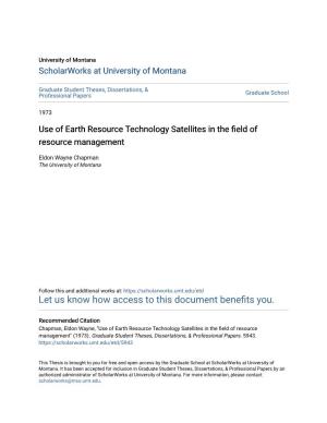Use of Earth Resource Technology Satellites in the Field of Resource Management