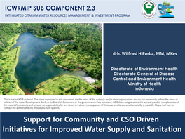 Support for Community and Civil Society-Driven Initiatives for Improved Water Supply and Sanitation