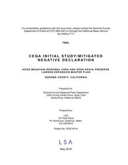 Ceqa Initial Study/Mitigated Negative Declaration