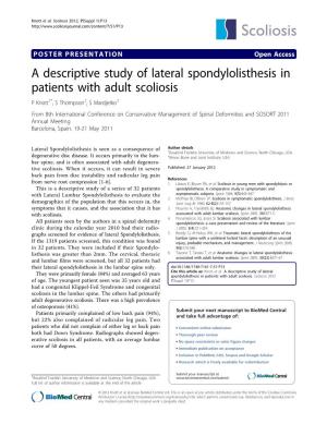 A Descriptive Study of Lateral Spondylolisthesis in Patients with Adult Scoliosis