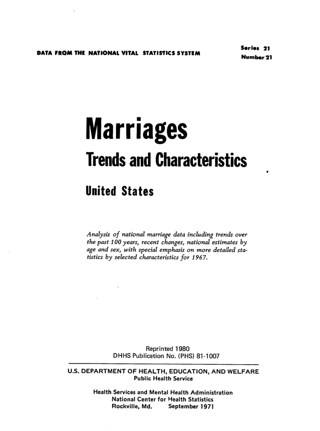 Marriages Trendsandcharacteristics S United States