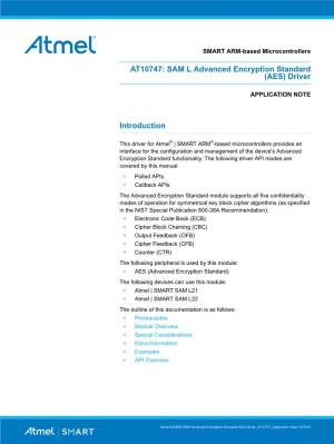 AT10747: SAM L Advanced Encryption Standard (AES) Driver