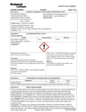 Lithium Flouride Material Safety Data Sheet