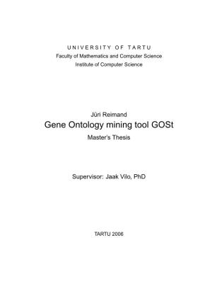 Gene Ontology Mining Tool Gost Master’S Thesis