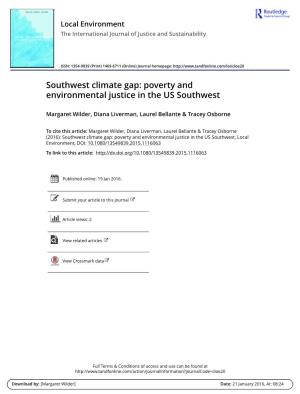 Southwest Climate Gap: Poverty and Environmental Justice in the US Southwest