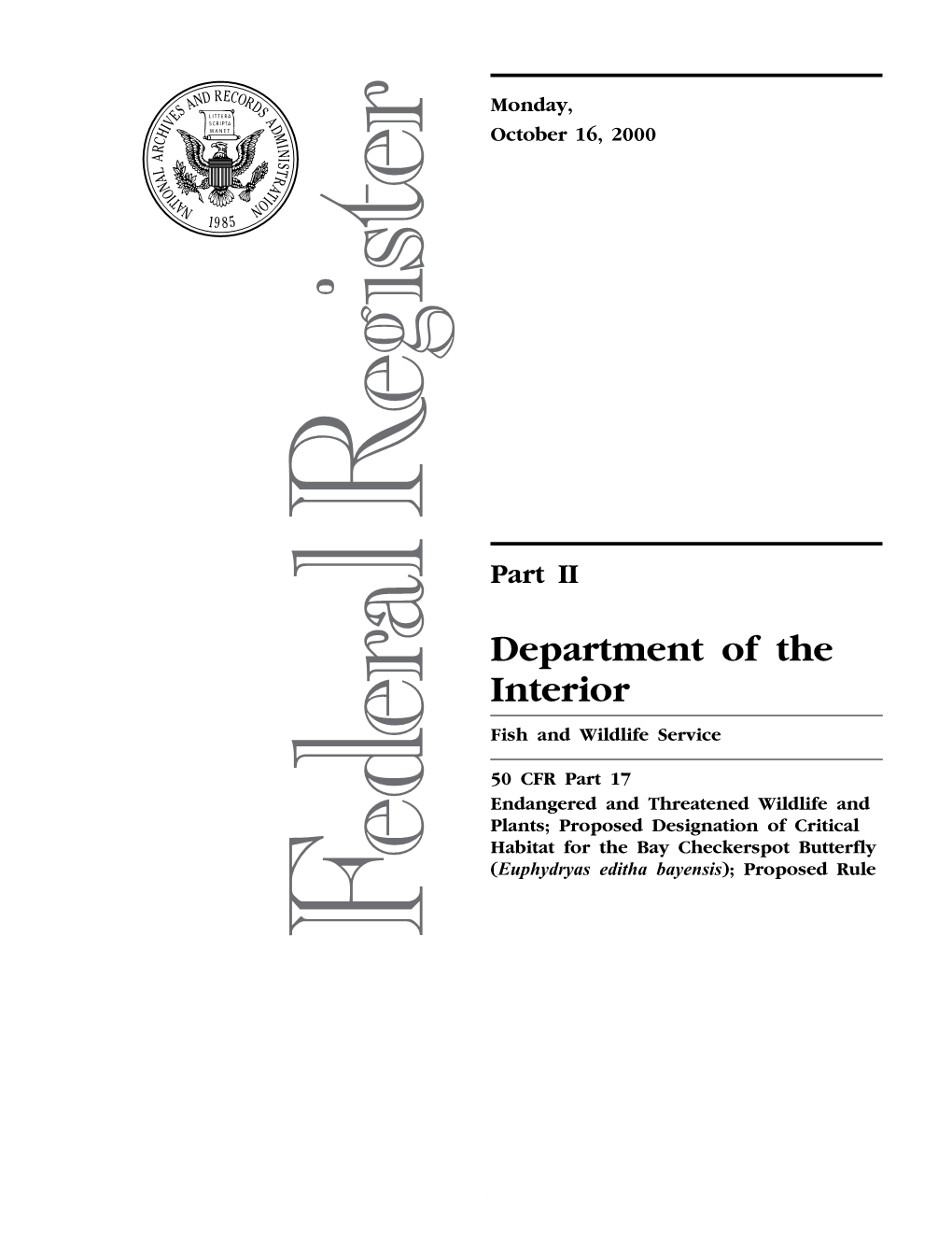 Critical Habitat Designation Stress to Obtain Essential Nutrients Or Currently Aware of Any Federal Lands Water