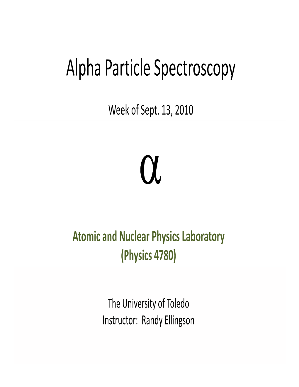 Alpha Particle Spectroscopy