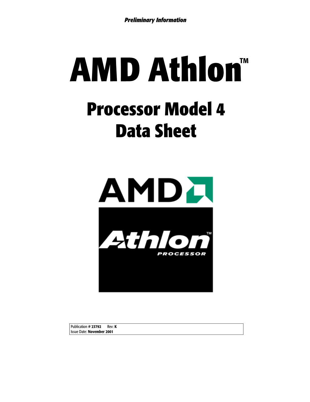 AMD Athlon Processor Model 4 Data Sheet