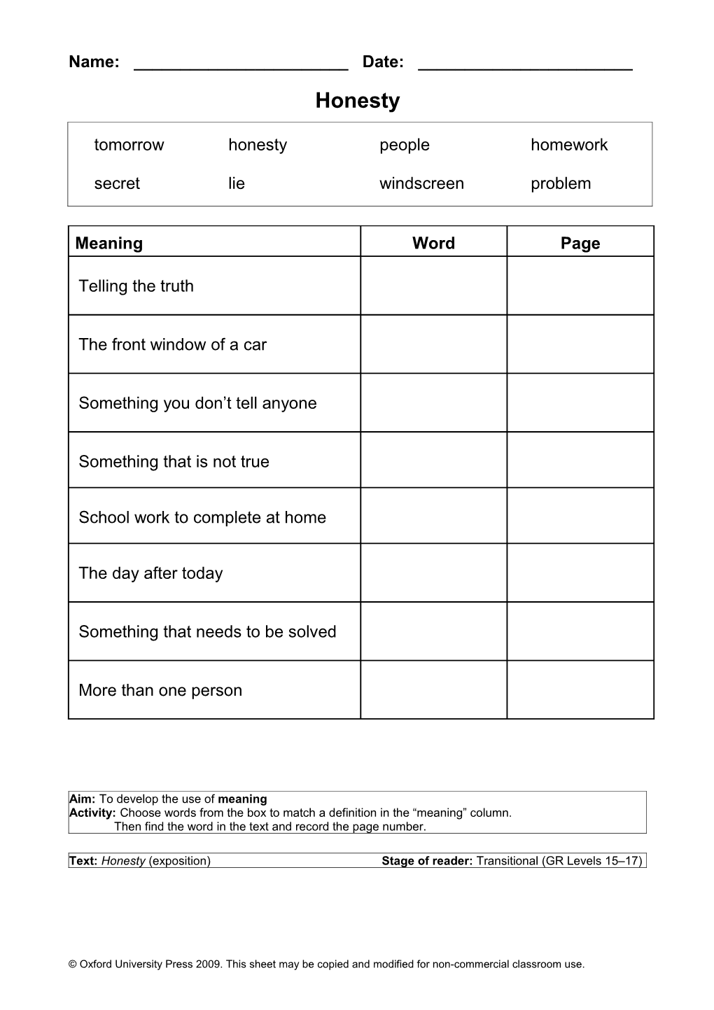 Activity Sheets Levels 9-11 s4