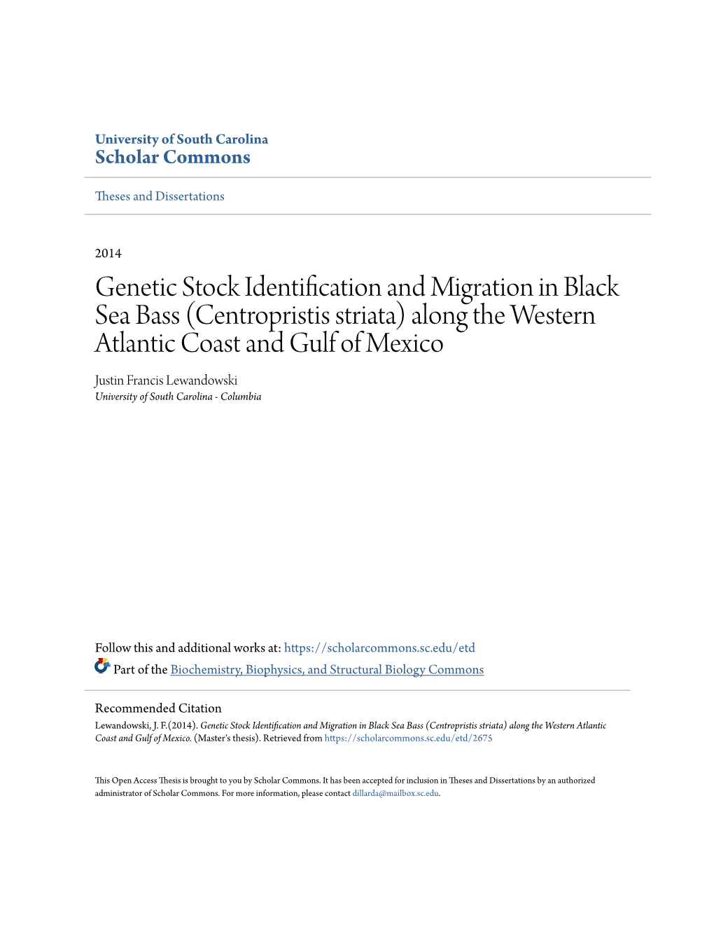 Genetic Stock Identification and Migration In