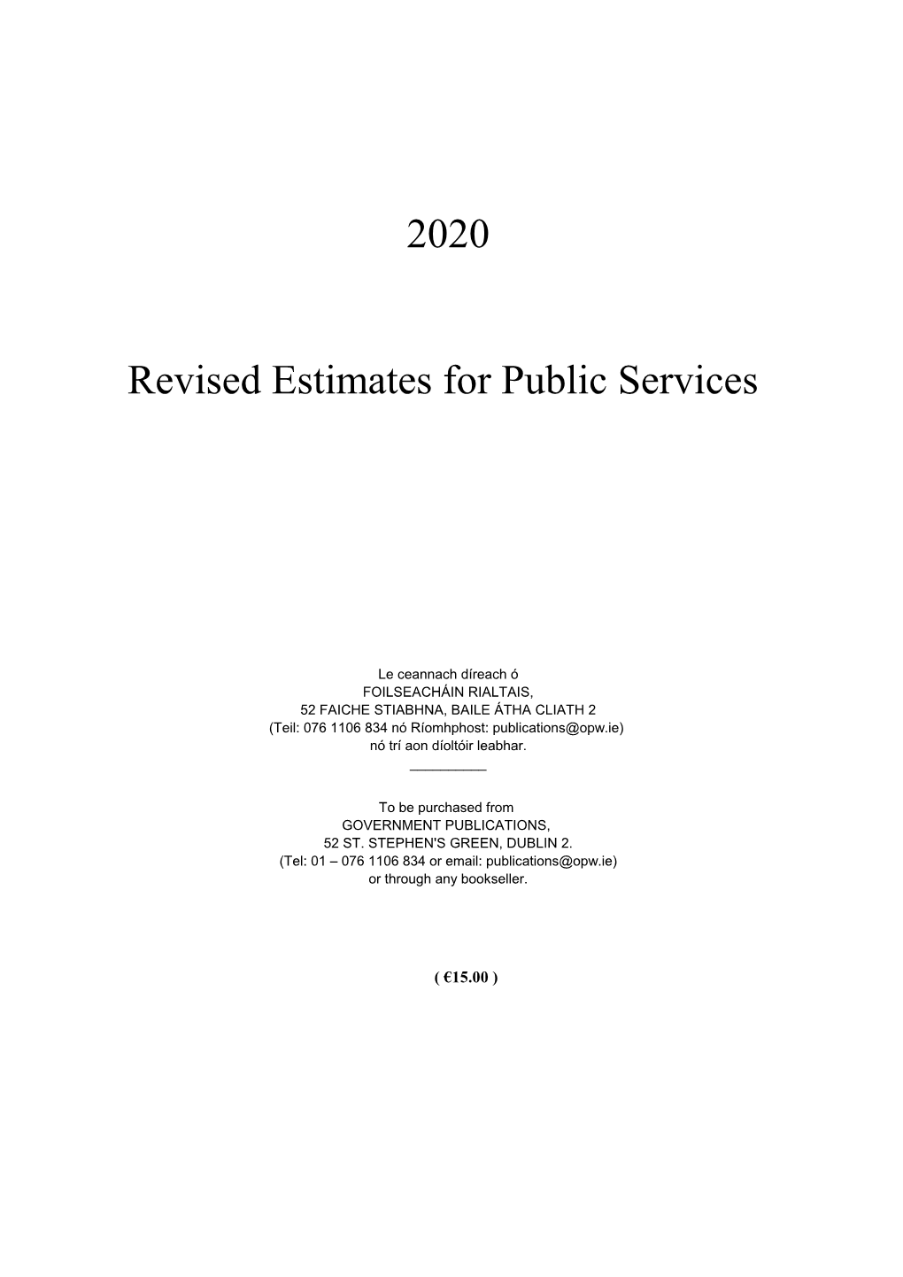 Revised Estimates for Public Services 2020