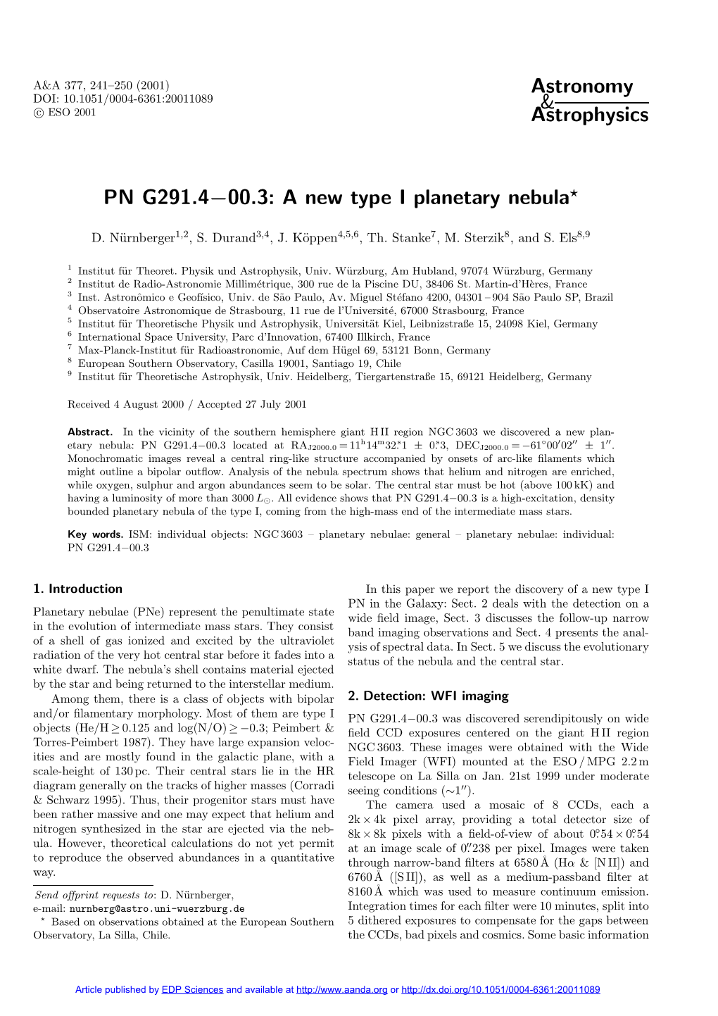 PN G291.4-00.3: a New Type I Planetary Nebula