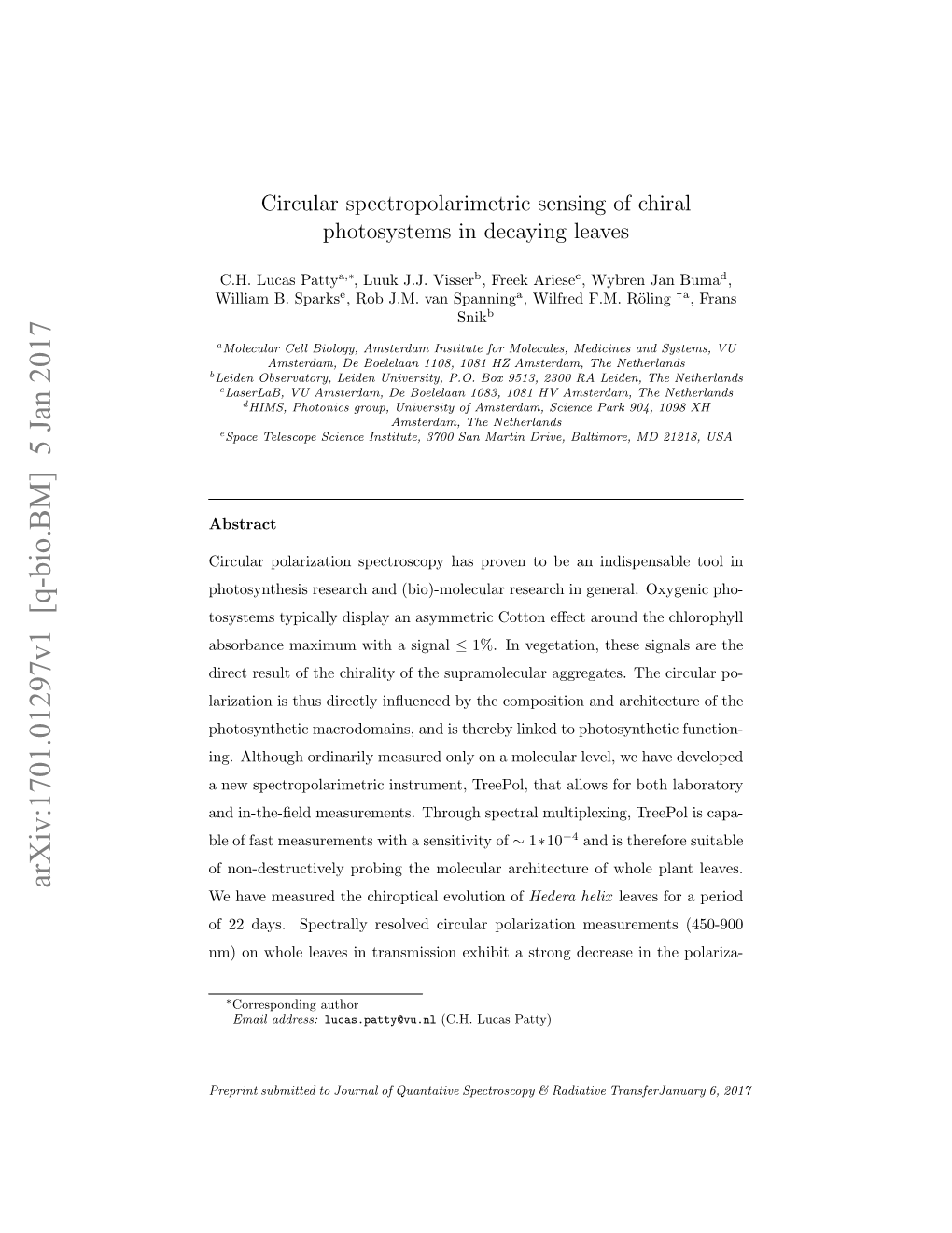 Circular Spectropolarimetric Sensing of Chiral Photosystems in Decaying Leaves