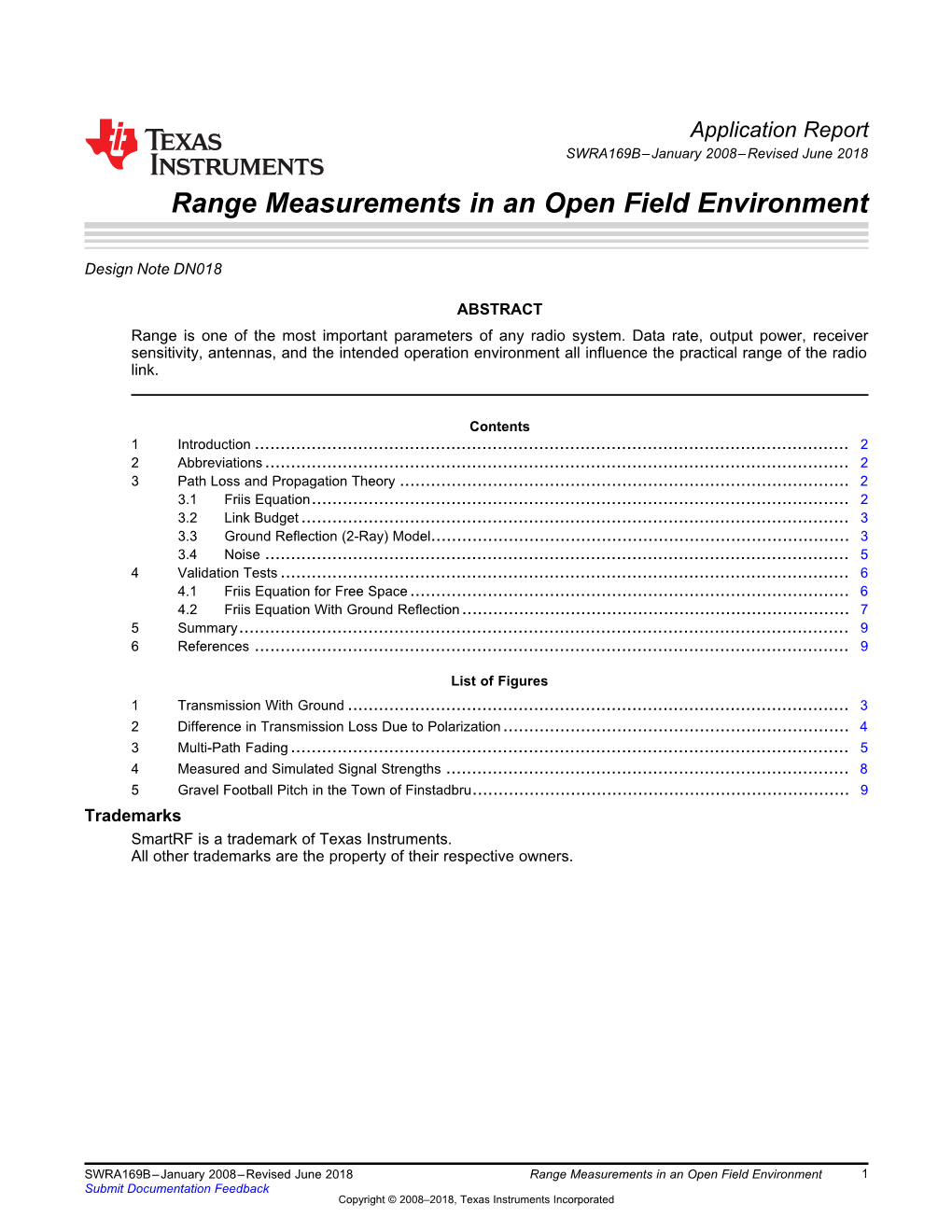 Range Measurements in an Open Field Environment (Rev. B)