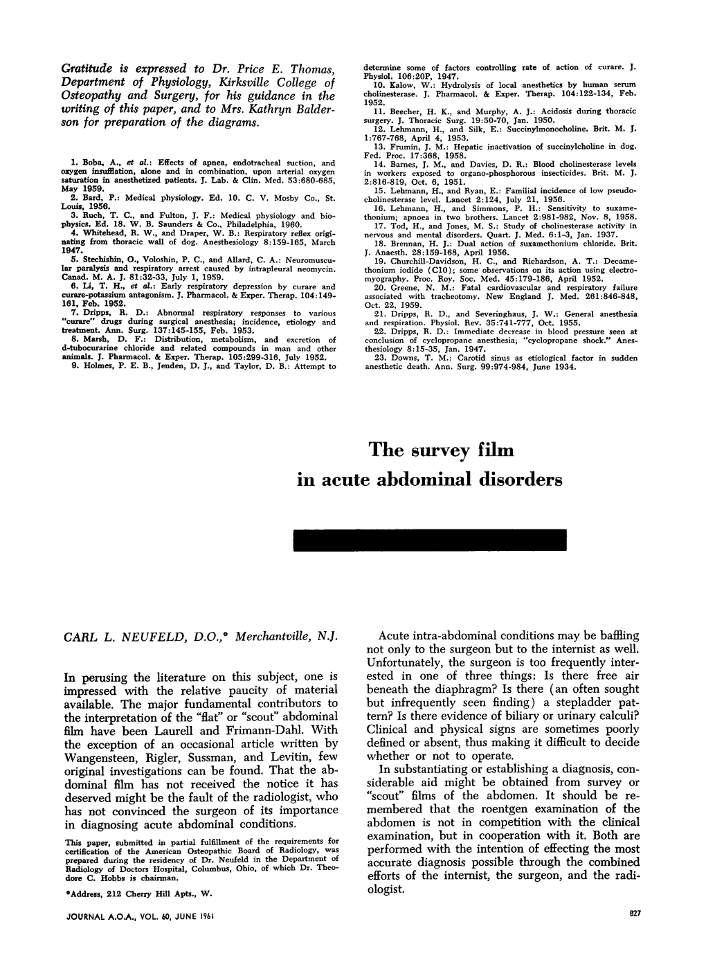 The Survey Film in Acute Abdominal Disorders