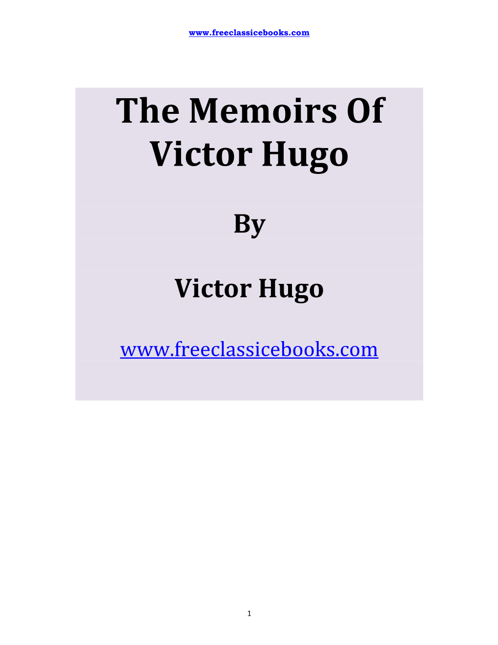 The Memoirs of Victor Hugo