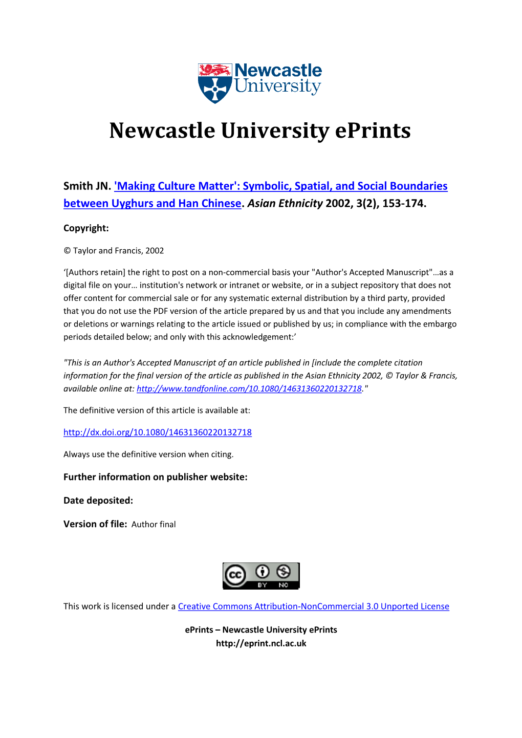 Newcastle University Eprints