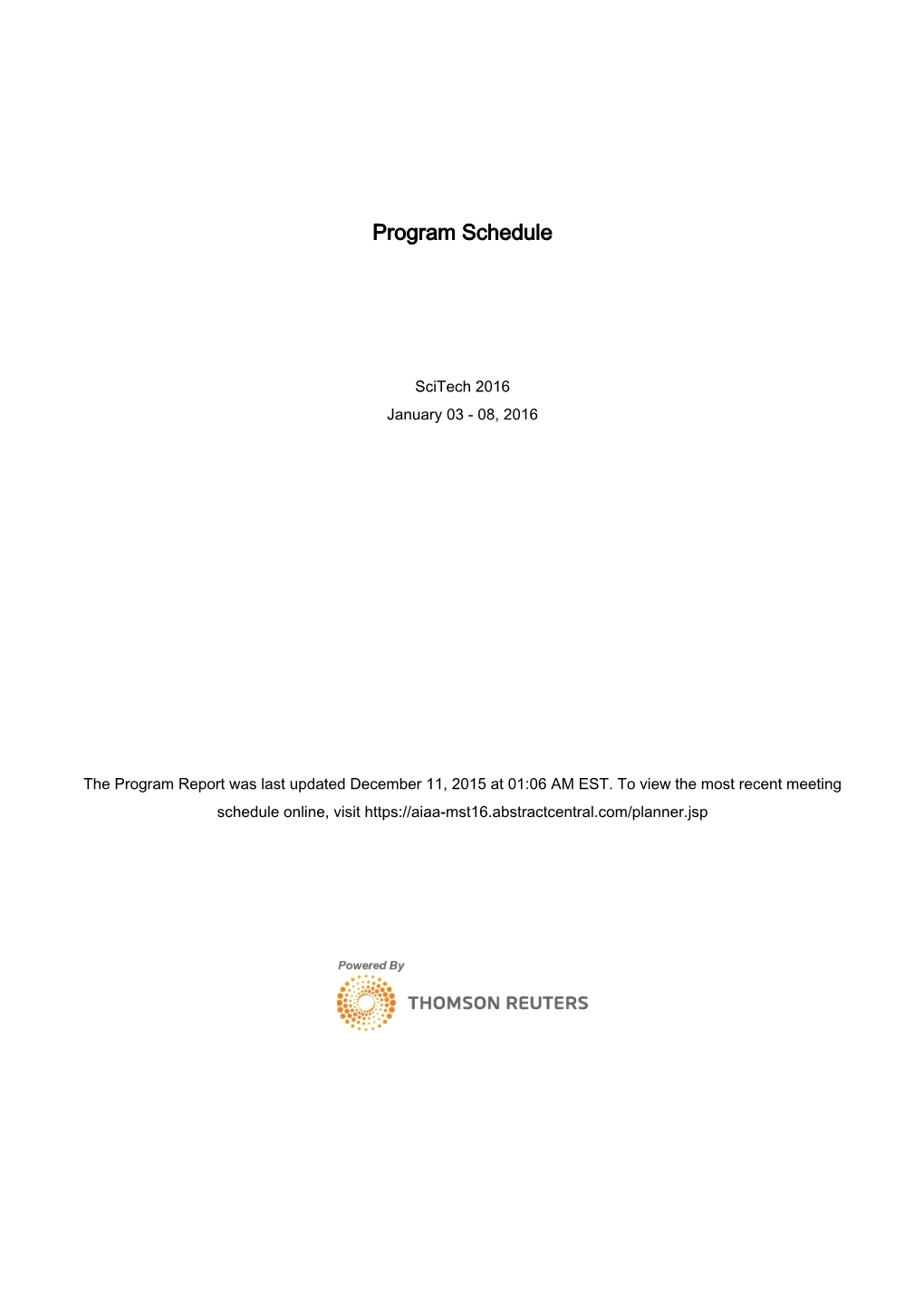 Program Schedule