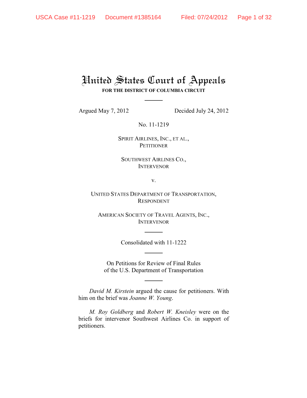 Spirit Airlines V. DOT.Pdf