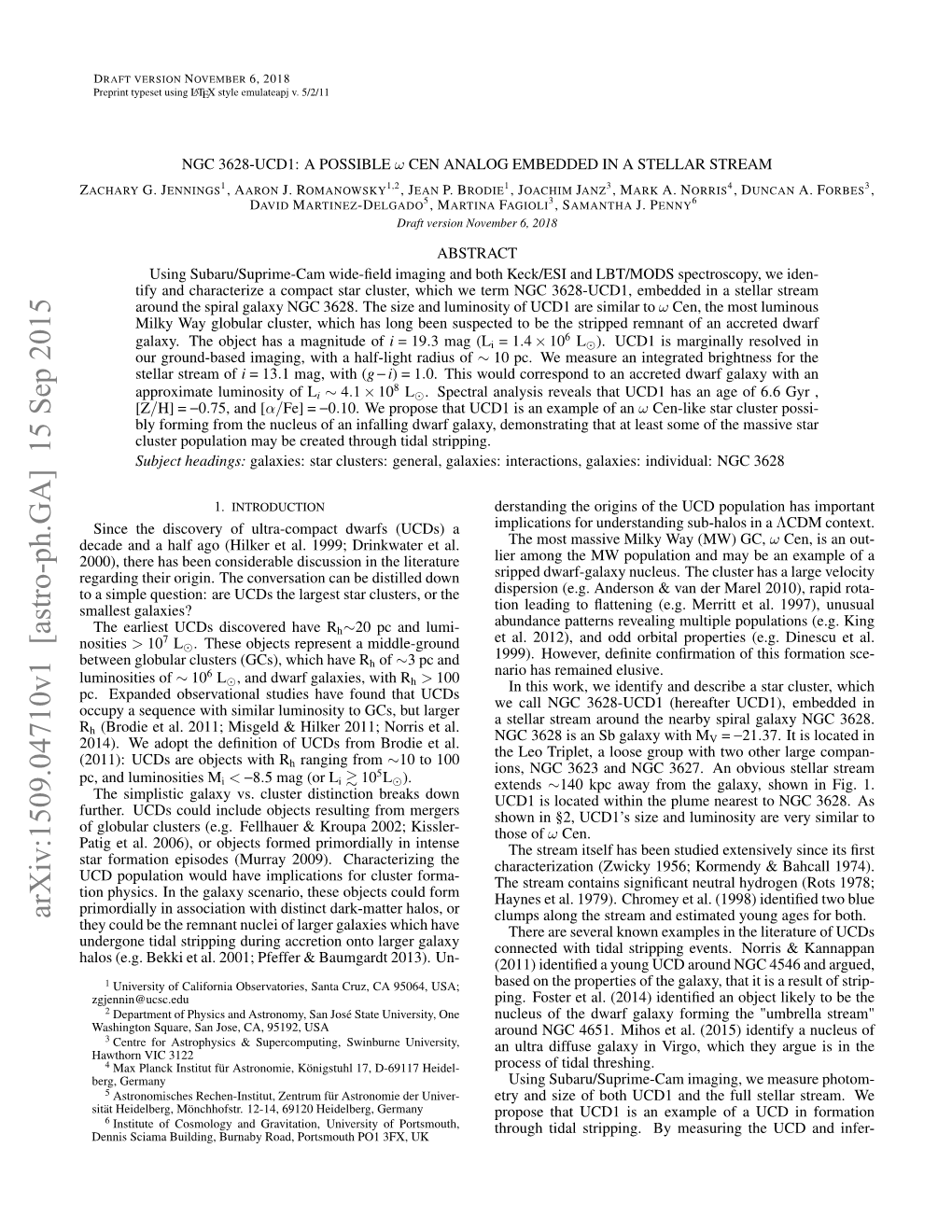 NGC 3628-UCD1: a Possible $\Omega $ Cen Analog Embedded