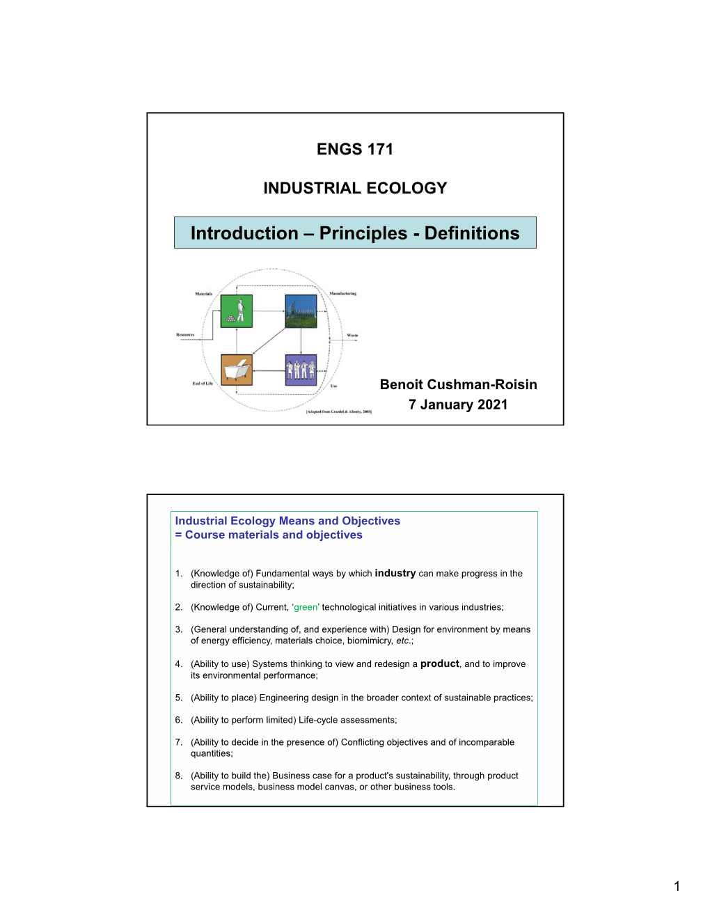 Introduction to Industrial Ecology