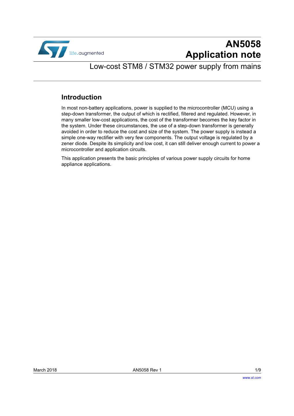 Low-Cost STM8 / STM32 Power Supply from Mains