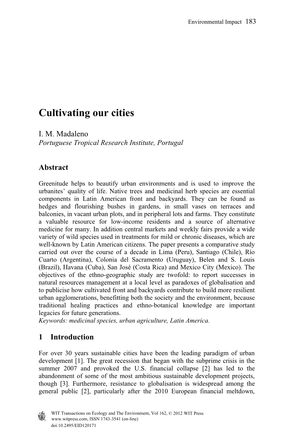 Cultivating Our Cities