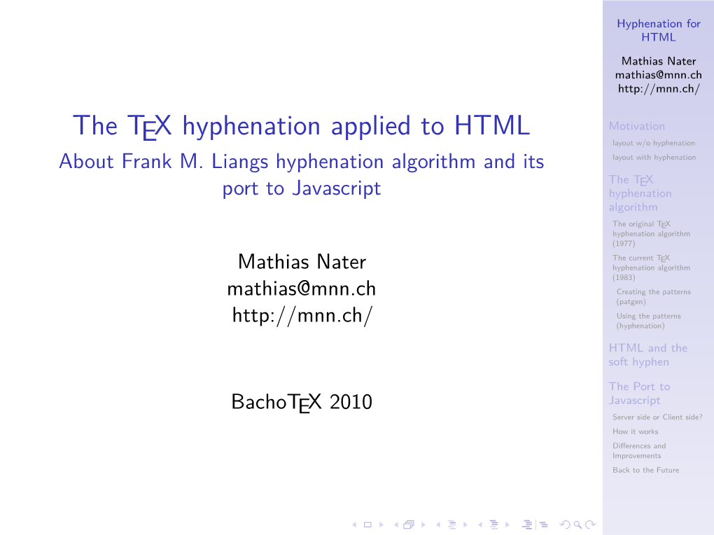 The Tex Hyphenation Applied to HTML