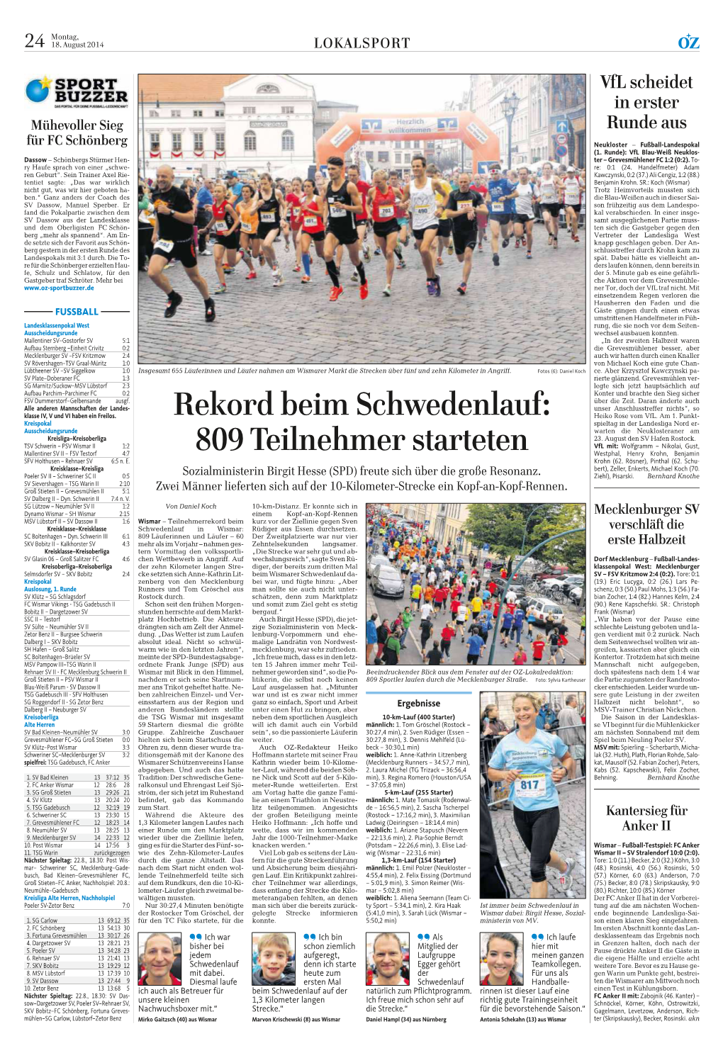 Presseartikel Ostsee-Zeitung 18.08.2014