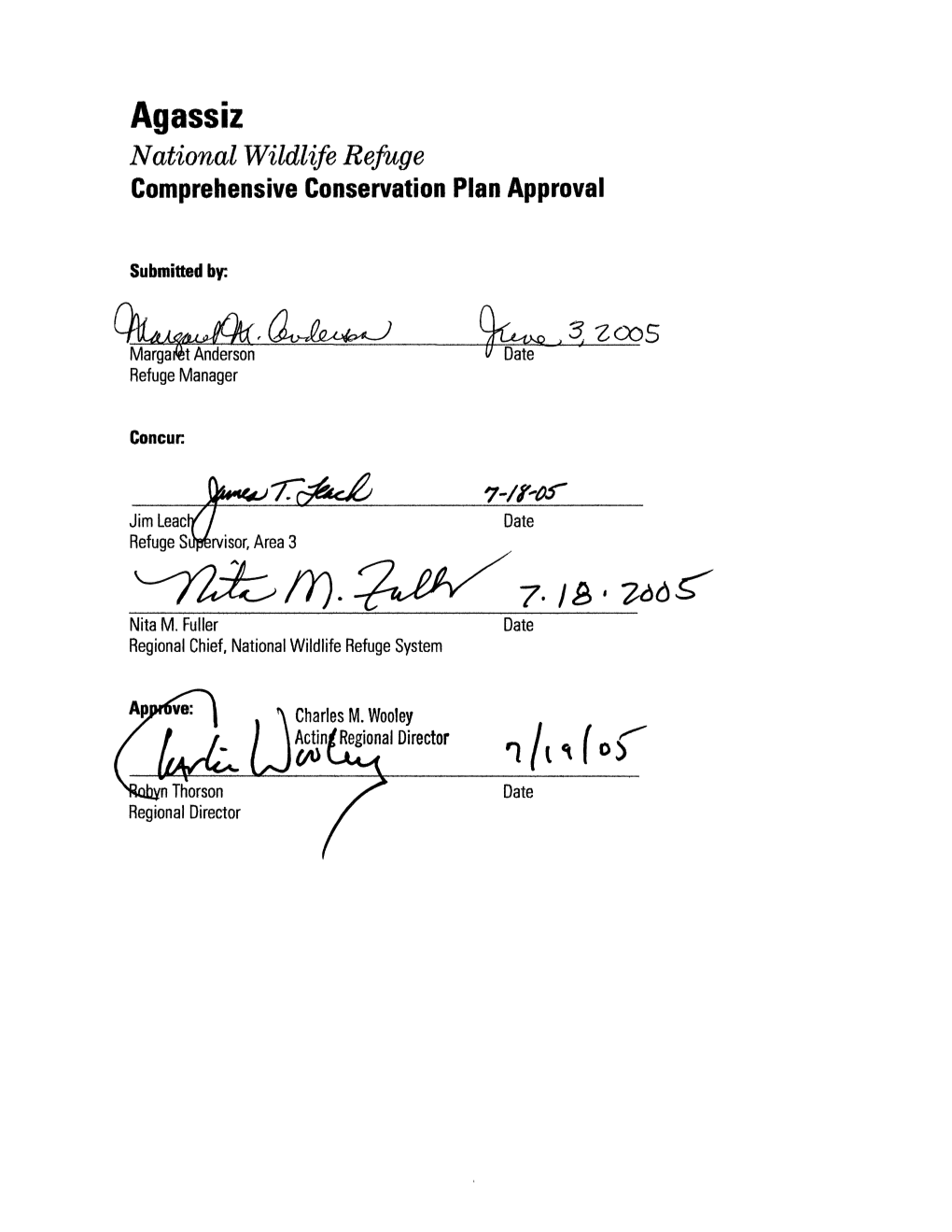 Agassiz National Wildlife Refuge Comprehensive Conservation Plan