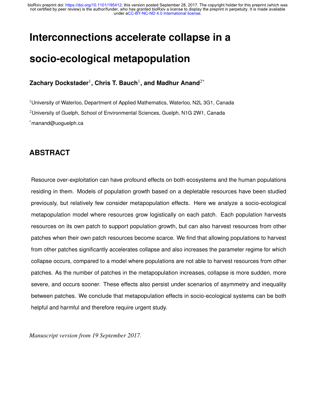 Interconnections Accelerate Collapse in a Socio-Ecological