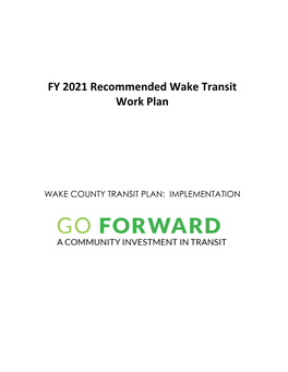 FY 2021 Recommended Wake Transit Work Plan