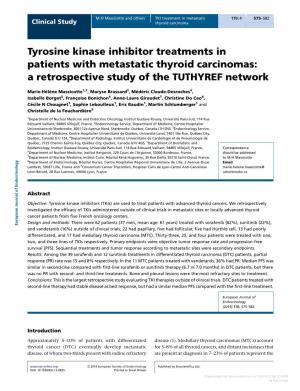 Tyrosine Kinase Inhibitor Treatments in Patients with Metastatic Thyroid Carcinomas: a Retrospective Study of the TUTHYREF Network