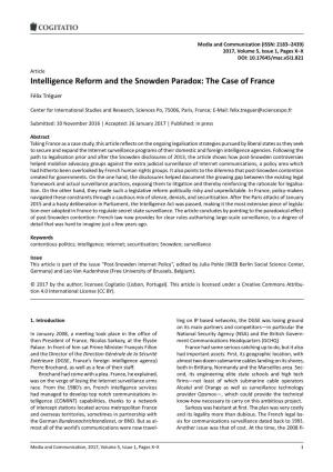 Intelligence Reform and the Snowden Paradox: the Case of France
