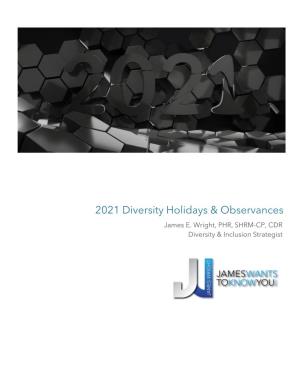 2021 Diversity Holidays & Observances