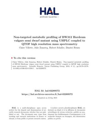 Non-Targeted Metabolic Profiling of BW312