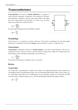 Transconductance 1 Transconductance