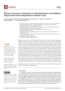 Porcine Circovirus 3 Detection in Aborted Fetuses and Stillborn Piglets from Swine Reproductive Failure Cases