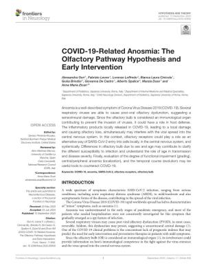 COVID-19-Related Anosmia: the Olfactory Pathway Hypothesis and Early Intervention