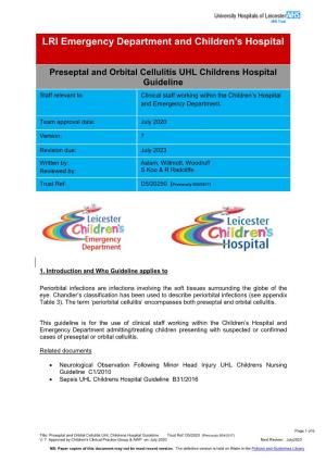 Preseptal and Orbital Cellulitis UHL Childrens Hospital Guideline