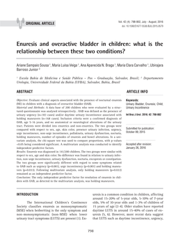 Enuresis and Overactive Bladder in Children: What Is the Relationship Between These Two Conditions? ______