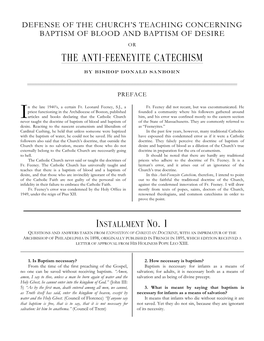 Anti-Feeneyite Catechism & Baptism of Desire