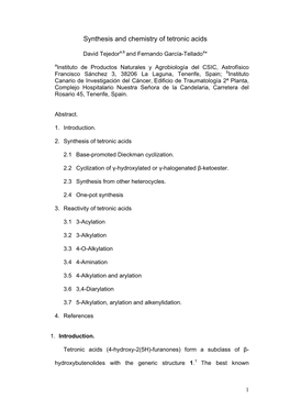 Synthesis and Chemistry of Tetronic Acids