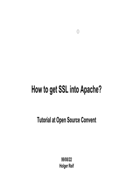How to Get SSL Into Apache?