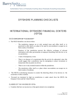 Offshore Planning Checklists International