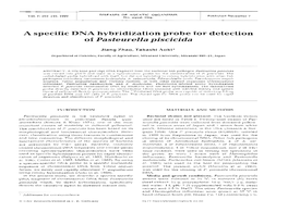 A Specific DNA Hybridization Probe for Detection of Pasteurella Piscicida
