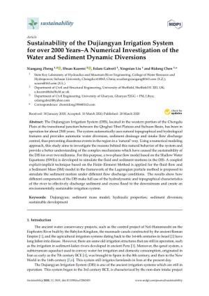 Sustainability of the Dujiangyan Irrigation System for Over 2000 Years–A Numerical Investigation of the Water and Sediment Dynamic Diversions