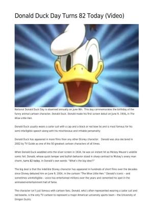 Donald Duck Day Turns 82 Today (Video)