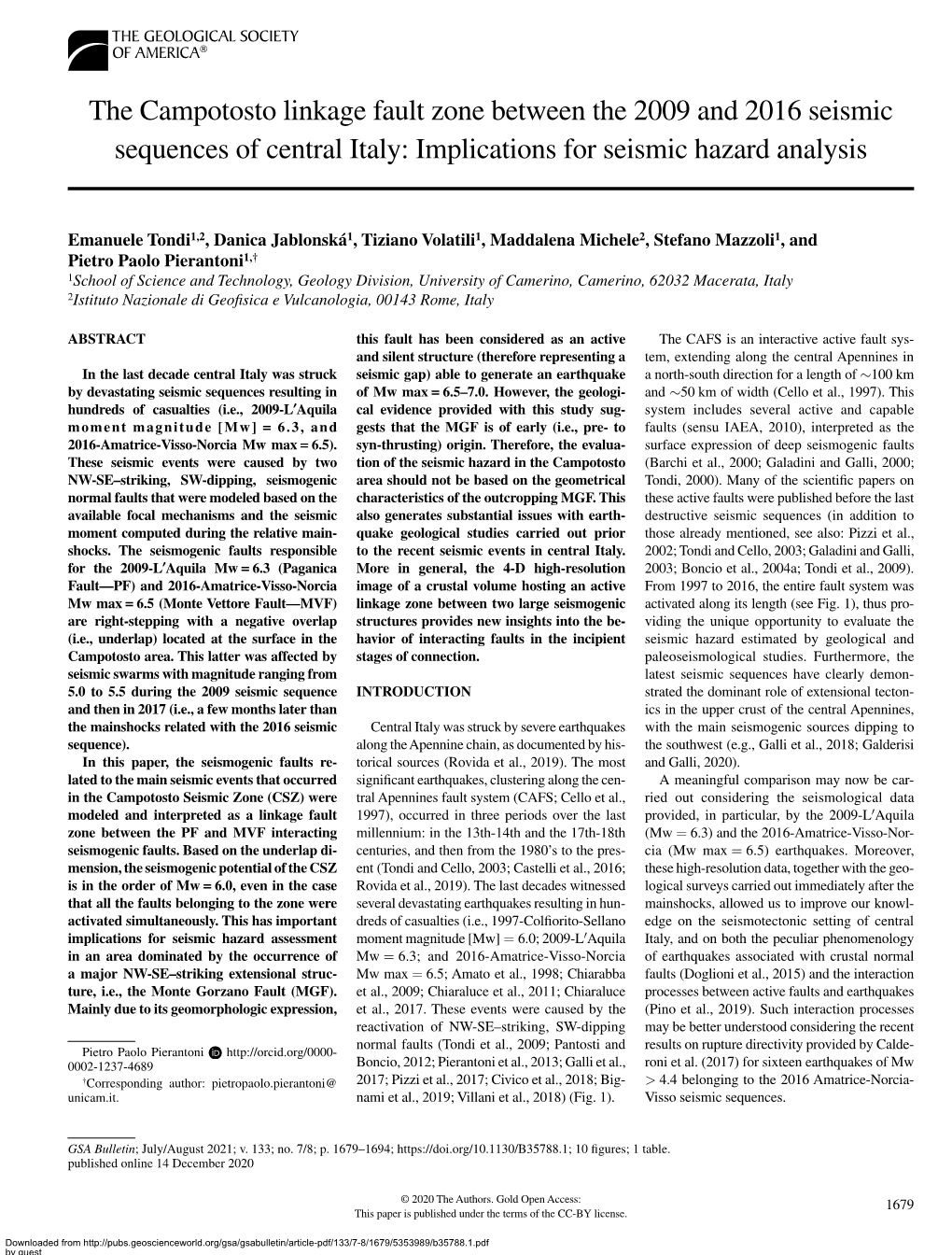 The Campotosto Linkage Fault Zone Between the 2009 and 2016 Seismic Sequences of Central Italy: Implications for Seismic Hazard Analysis